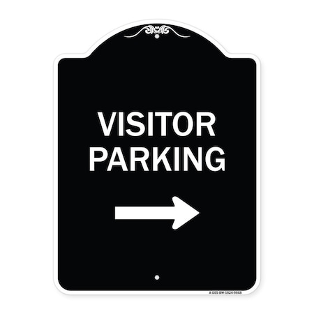 Signmission Designer Series-Visitor-parking Right, Black & White Heavy-Gauge Aluminum, 24" x 18", BW-1824-9868 A-DES-BW-1824-9868